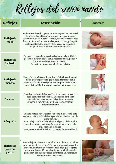 Ilustración de los reflejos primitivos del recién nacido