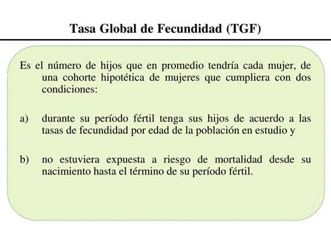 Tabla que muestra la construcción de la Tasa Global de Fecundidad (TGF) a partir de las Tasas Específicas de Fecundidad (TEF) por edad, incluyendo los cálculos paso a paso.
