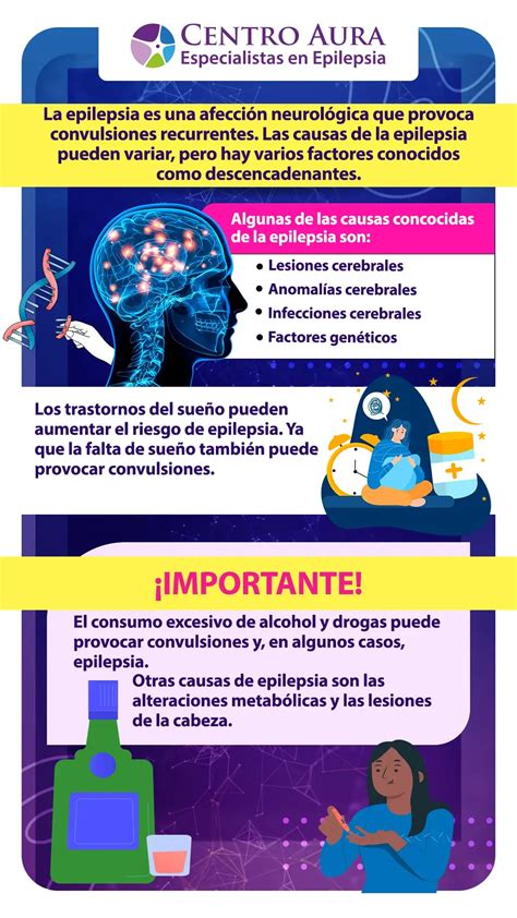 Infografía sobre las causas comunes de epilepsia según el grupo de edad: neonatal, lactante y adolescente.