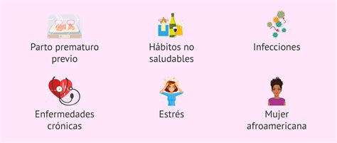 Diagrama que ilustra los diferentes factores de riesgo para el parto prematuro, incluyendo factores maternos, obstétricos y de estilo de vida.