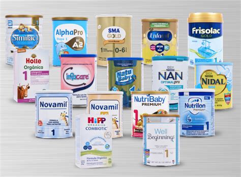 Imagen de diferentes tipos de leches de fórmula para bebés.