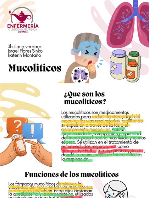 Esquema explicativo sobre cómo los agentes mucolíticos reducen la viscosidad del moco en el tracto respiratorio infantil.