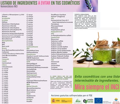 Tabla comparativa de ingredientes cosméticos seguros y a evitar durante el embarazo.