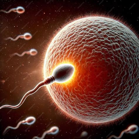Ilustración de un espermatozoide fertilizando un óvulo