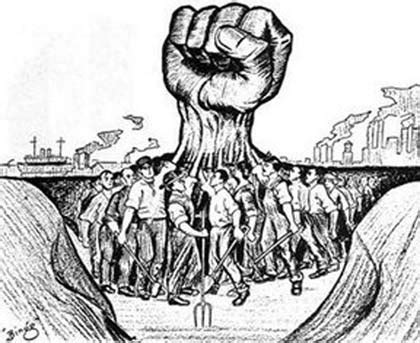 Representación de la lucha de clases entre burguesía y proletariado.
