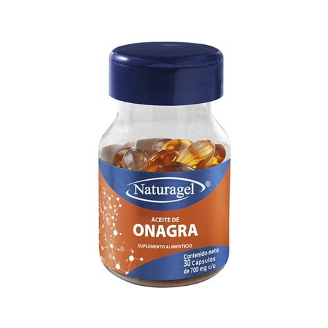 Cápsulas de aceite de onagra con información de dosificación