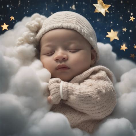 Bebé durmiendo plácidamente con estrellas de fondo