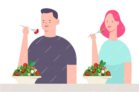 Hombre y mujer comiendo ensalada, mostrando la importancia de la dieta para ambos