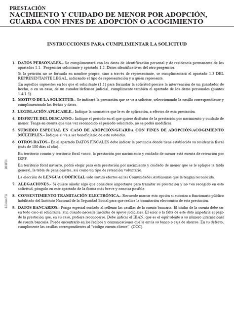 Documentación específica para la prestación por nacimiento o adopción