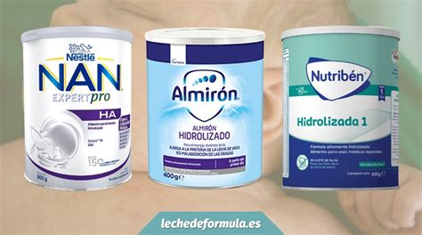 Envases de diferentes tipos de leche de fórmula (vaca, cabra, soja, hidrolizada).