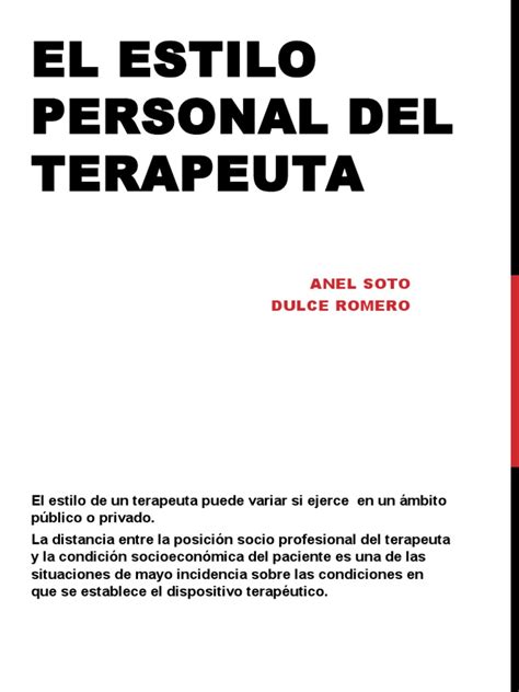 Diagrama que ilustra las cinco funciones del Estilo Personal del Terapeuta (EPT).