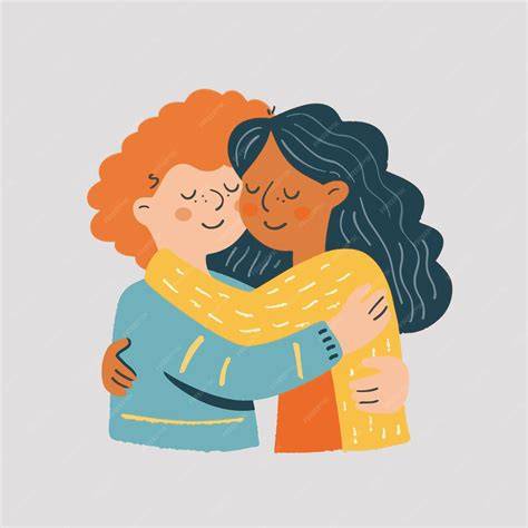 ilustracion de personas abrazandose, mujer consolando a otra