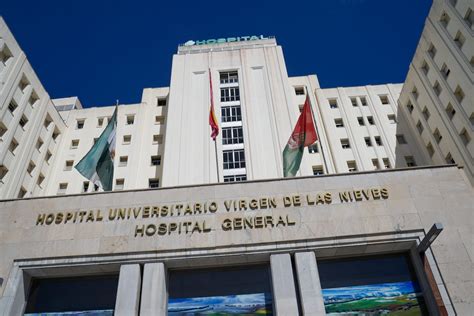 Infografía que muestra la estructura del Hospital Virgen de las Nieves de Granada y la ubicación aproximada de la caída