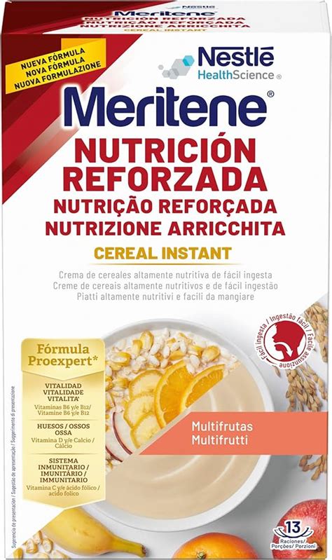 infografía con los pasos de preparación de la papilla Meritene Cereal Instant