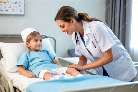 Enfermera interactuando con un niño en un entorno hospitalario