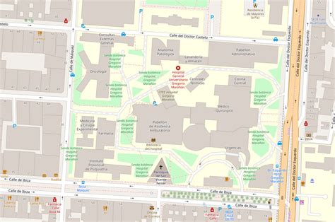 Mapa de ubicación del Hospital Gregorio Marañón o señalización de la Unidad de Reproducción Humana