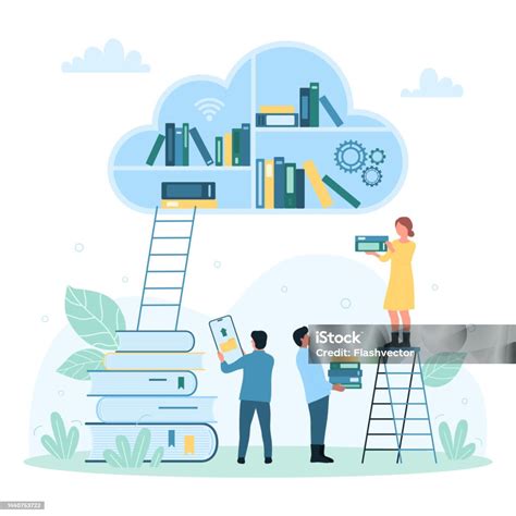Ilustración de una biblioteca digital o un portal de recursos médicos interactivos
