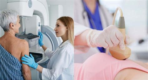 Infografía comparando mamografía y ecografía mamaria en la detección de quistes