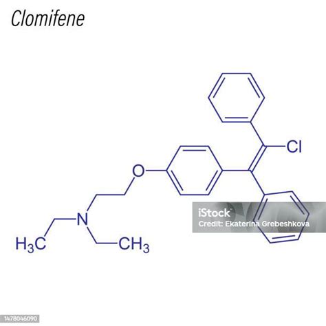 Esquema de la molécula de citrato de clomifeno y su estructura
