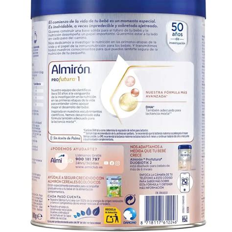 Infografía sobre los ingredientes clave de la leche de fórmula Almirón Profutura 1