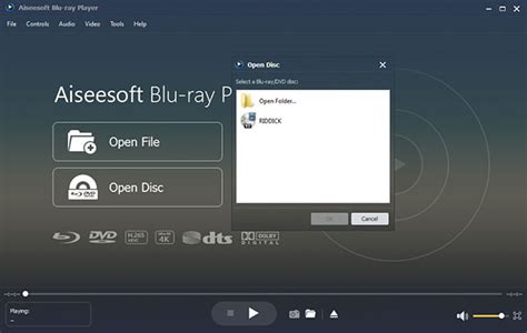 Interfaz de un software de reproducción de Blu-ray con controles de video