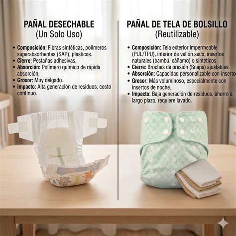 Infografía comparativa: Esquema de pañales según el rango de peso y tipo (desechables vs. tipo braguita).