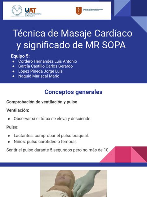 Representación de la técnica de masaje cardíaco abrazando el tórax con dos manos en un lactante.
