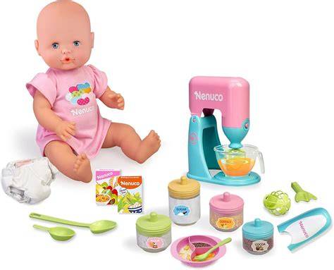 Accesorios de comida para muñeco Nenuco: plato, cuchara, babero, biberón