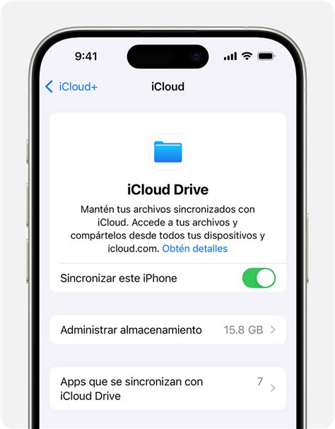 Captura de pantalla de la interfaz de configuración de iCloud en un sistema operativo Apple.