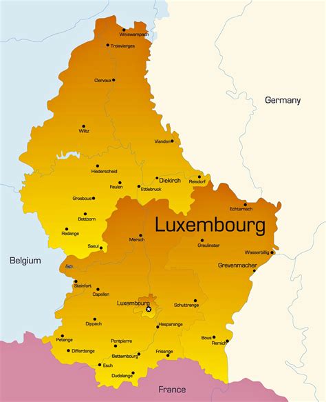 Mapa de Luxemburgo destacando parques y atracciones familiares
