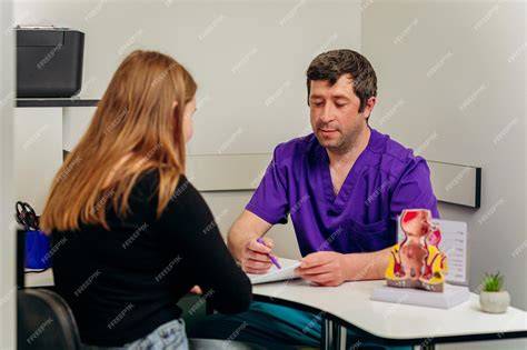 Foto temática de una mujer consultando a un médico o especialista en nutrición