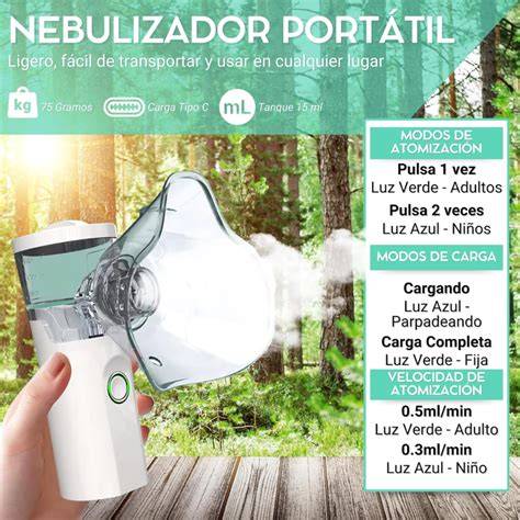 Foto de nebulizador pediátrico portátil cargándose por USB