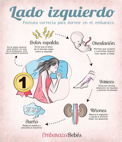 Esquema ilustrativo de las posturas recomendadas para dormir durante el embarazo utilizando almohadas de apoyo.