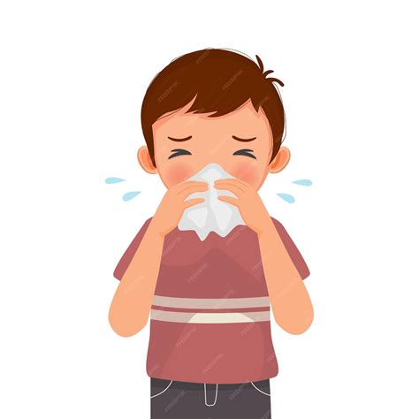 Niño frotándose la nariz y los ojos debido a síntomas alérgicos