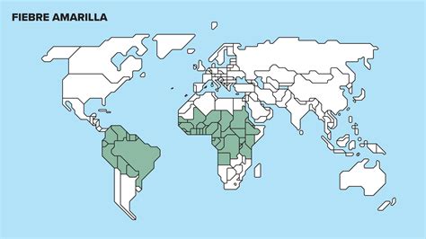 Mapa de distribución global de la fiebre amarilla en África y Sudamérica