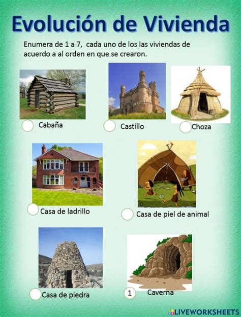 Infografía sobre la evolución de las viviendas neolíticas: desde cabañas ovales rudimentarias hasta casas cuadradas compartimentadas.