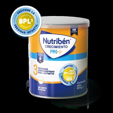 Comparativa visual de los beneficios de Nutriben Crecimiento Pro+ frente a otras leches, destacando la ausencia de aceite de palma y la presencia de OLM.