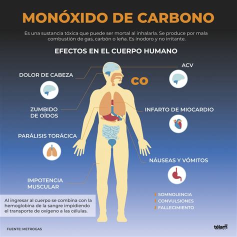 infografía mostrando los efectos del monóxido de carbono en la sangre y el transporte de oxígeno