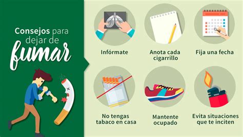 infografía con consejos prácticos para dejar de fumar