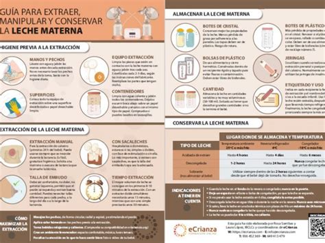 Esquema: Pasos para extraer y conservar leche materna de forma segura