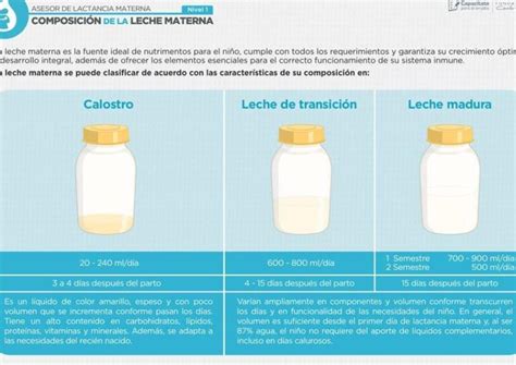 Esquema comparativo de los nutrientes en la leche materna frente a las fórmulas infantiles y leche de vaca.