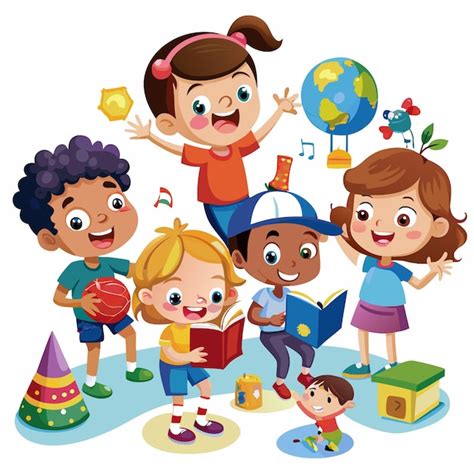 ilustración de niños aprendiendo jugando con cuentos