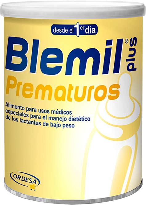 Esquema nutricional comparativo de Blemil Plus Prematuros: proteínas, lípidos (MCT) y micronutrientes esenciales para el desarrollo neonatal.