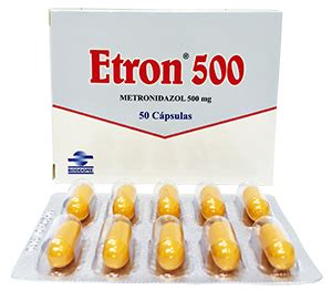 Envase de ETRON Óvulos 500 mg, caja x 10 óvulos