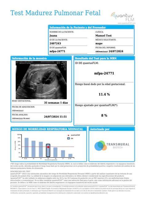 Captura de pantalla o infografía del software quantusFLM analizando una ecografía pulmonar fetal
