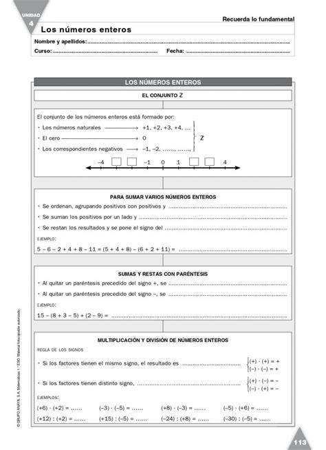 infografía con los temas clave de matemáticas de 1º ESO