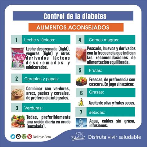 Tabla de alimentos recomendados y a evitar en la dieta para diabetes gestacional