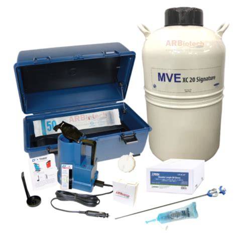 Equipo de inseminación artificial bovina: jeringas, pipetas, guantes, caja de transporte