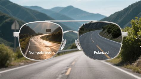 Esquema de cómo funcionan las lentes polarizadas vs. no polarizadas en gafas de sol