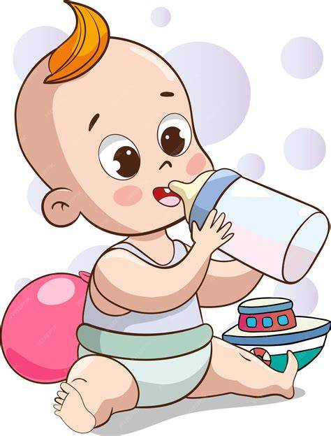 Ilustración: Bebé siendo alimentado con biberón de forma segura